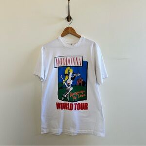 Vintage Single Stitch White Graphic Moodonna World Tour T-Shirt- L